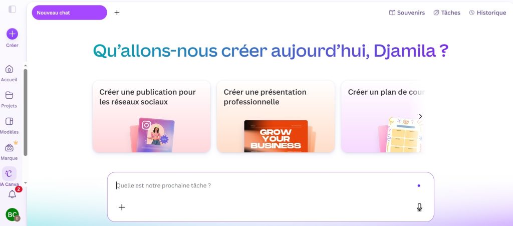 Magic Studio, Canva propose des fonctions permettant de générer ou transformer du contenu, accélérer la création et automatiser certaines étapes du travail créatif.